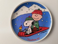 Vintage Willitts Porcelain Disk Limited Christmas Ornament Peanuts Snoopy picture