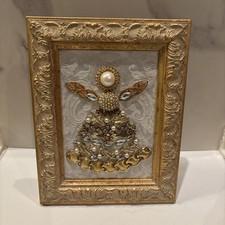 Renewed Memories Framed Vintage Jewelry Angel Art Handmade Christmas Gift picture