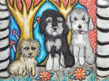 DOODLES in the Forest DOG Art Print 11x14 Signed by Artist KSams Poodle Hybrids picture