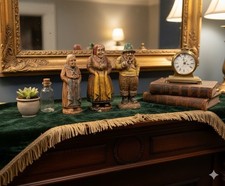 Vintage Hand Carved Wood Peasant Figurines Set of 3 picture