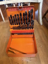 Vintage AMT 25 Pc Wood Drill Set Complete In Orange Metal Box #15 picture