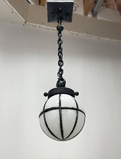 REWIRED Vtg Glass Tudor Arts & Crafts Mission Deco MCM Pendant Light Porch Hall picture