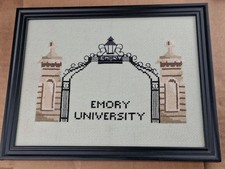 Vintage Emory University Haygood Hopkins Gate Framed Hand Stiched  Atlanta Ga picture
