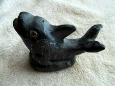 Vintage Signed JOLIN Fish Sculpture, Dark Soapstone, Handcrafted In Canada picture