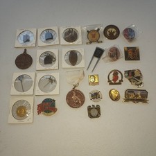 Vintage Collectible Lapel Pins & Medals Assortment - Unique Historical & Themed picture