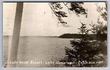 1926 RPPC CABLE, WI ISLAND RESORT LAKE RIPLEY EBNER BEER AD Postcard P50 picture