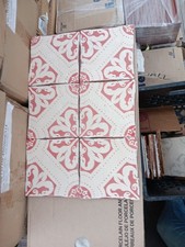 6 Tiles - Talavera Handcrafted Mexican Ceramic Tile 6x6...Red/Alabaster White picture
