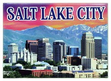 Salt Lake City Utah Skyline Photo Collector's Souvenir Magnet 2.5