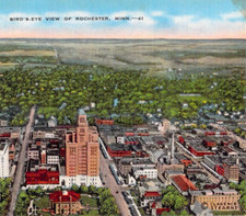 Postcard Bird's Eye View of Rochester Minnesota Clarence Stearns Vintage picture