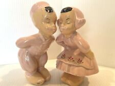 Vintage Kissing Figurines Boy Girl Pink 6.5” No chips or Cracks picture