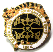 rare 1914 TACOMA MONTAMARA FESTO AUTO RACES Tacoma Wash. enamel pin BASEBALL picture
