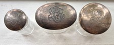 3 pc Antique English Charles James Fox London Sterling Silver Vanity Jar Bottle picture