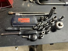 Vintage 1970s Snap On Tool Lot. Screw Drivers Bit Kit And Ratchet, Bits Etc. picture