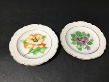 Porcelain Butter Pats Floral Scenes Butter Pat Plates  3 3/8” Japan Set of 2 picture