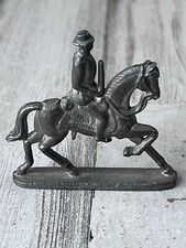 Vintage Greenfield Village Mini Lead Pewter Horse Rider Soldier Figurine 2.25” H picture