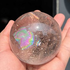 66mm Natural clear Crystal sphere quartz polished ball rainbow Reiki energy picture