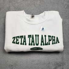 Zeta Tau Alpha Sweatshirt Womens XL White Gildan NWOT Sorority Crewneck 50/50 picture