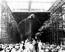 Launching of the U.S. Navy Aircraft Carrier USS Hornet 8x10 WWII WW2 Photo 125a picture