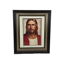 1989 Jesus Christ Print Del Parson Framed Matted Religious Christian Art No Glas picture