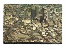Los Angeles and the Harbor Freeway aerial view of downtown VTG postcard UNP picture