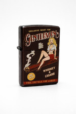 Vintage Gentleman Whiskey & Cigars Pin-Up Lighter – Refillable Windproof picture