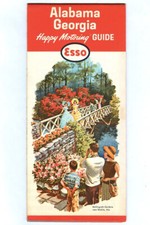 Vintage 1963 ESSO Alabama & Georgia HAPPY MOTORING GUIDE Road Map HUMBLE OIL picture