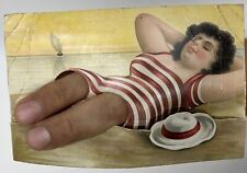 Vintage 20th Century Finger Hole  Postcards, Woman Sunbathing picture