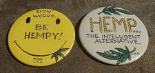 Vintage 90s Jumbo Hemp Cannabis Pins Set (2) Limited Edition /100 