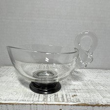 Vintage Clear Glass Swan Handled Dish with Sterling Silver Base picture