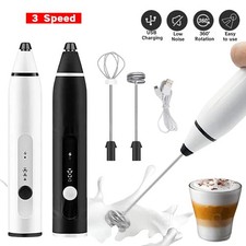 USB Rechargeable Electric Milk Frother - 3-Speed Quiet Frother Wand for Latte picture