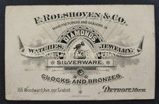 1800s antique BUSINESS CARD detroit mi F ROLSHOVEN & Co watches jewelry silver picture
