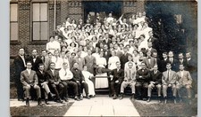 LITERARY SOCIETY Angola, IN postcard indiana real photo rppc tri-state college picture