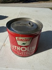 Vintage Sinclair Litholine Multi-Purpose Grease Can Unopened  W/Key Dinosaur picture