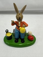 Vtg Erzgebirge Wooden Miniature Rabbit Painting Easter Eggs Germany picture