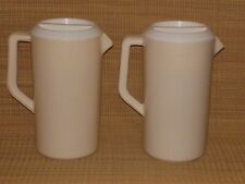 TWO Cream-Ivory-Almond Rubbermaid 2 1/4 Quart Pitchers 2445 + Lid clean PAIR LOT picture