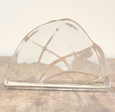 Vtg Clear Glass Napkin Holder Abstract Swirl Design picture