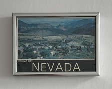 Vintage Virginia City Nevada Postcard Professionally Framed Silver Metal 6x4.5 picture