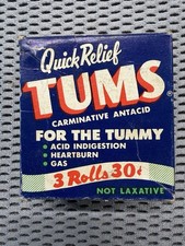 TUMS Vintage 1950s Advertising 3 Rolls Original Box Empty USA picture