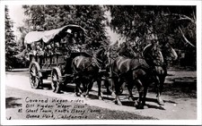 Knott's Berry Farm Covered Wagon Ride Buena Park CA RPPC Bill Higdon Ghost Town picture
