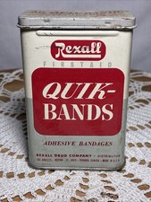 Vintage Quik-Bands Bandage Tin Rexall Drug Co.   USA picture
