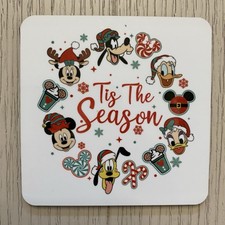 Disney Inspired christmas coasters, Mickey & Friends With Cork Backing, Set Of 4 picture