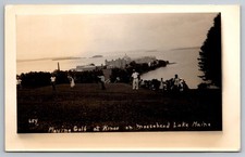Playing Golf at Mt. Kineo. Moosehead Lake Maine. Real Photo Postcard RPPC picture