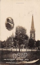J8/ Van Wert Ohio RPPC Postcard c1910 First M.E. Church Building 140 picture
