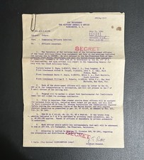 WWII 1942 SECRET Orders – Coast Artillery Corps Officer Deployment Documents picture