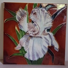 Stunning Vintage Benaya Ceramic Art Tile Bas-Relief Multicolor Iris 12