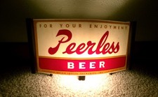 1950's PEERLESS beer lighted cash register sign LACROSSE, WISCONSIN picture