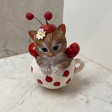 Hamilton Collection Cute as a Bug Kitten Figurine Cups of Affection Collectible picture