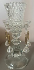 Clear Pressed Glass Candleholder Candlestick Uses Votive or Taper with Prisms picture