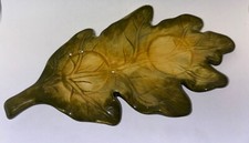 Vintage Bella Casa By Ganz Tea Light Candle Holder Tray Green Leaf Design 7” picture