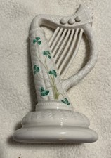 Vintage Belleek Ireland Shamrock Harp Porcelain Figurine 8.5